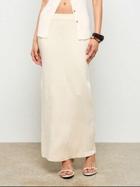 Cream Knit Maxi Skirt — Sleek Women’s Long Skirt